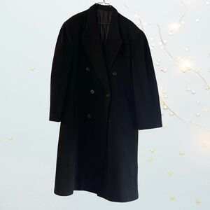 Bert Pulitzer Elegant Black Wool Overcoat in size 42R